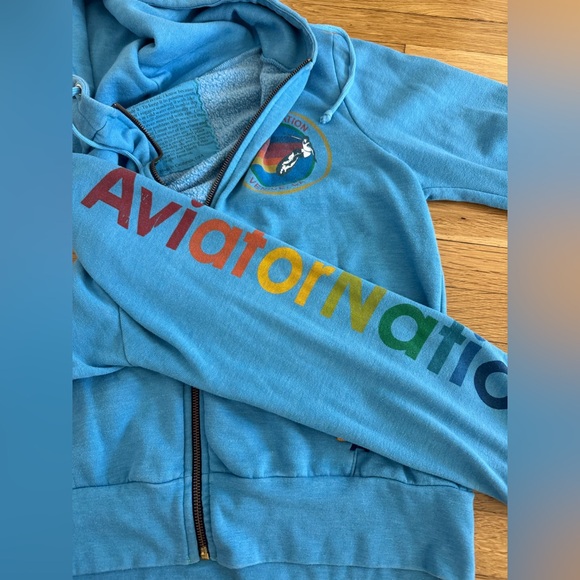 Aviator Nation Blue Zip Up Hoodie Sweatshirt Jacket Venice, CA - Picture 8 of 10